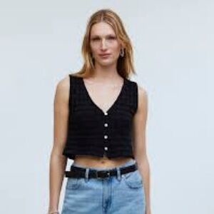 Madewell Black Knit Sweater Vest - Black Medium